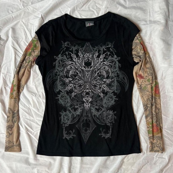 Tops - Tattoo Sleeve Gothic Graphic Top